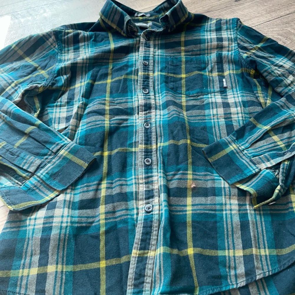 Men's M Used Eddie Bauer Blue Plaid Shirt